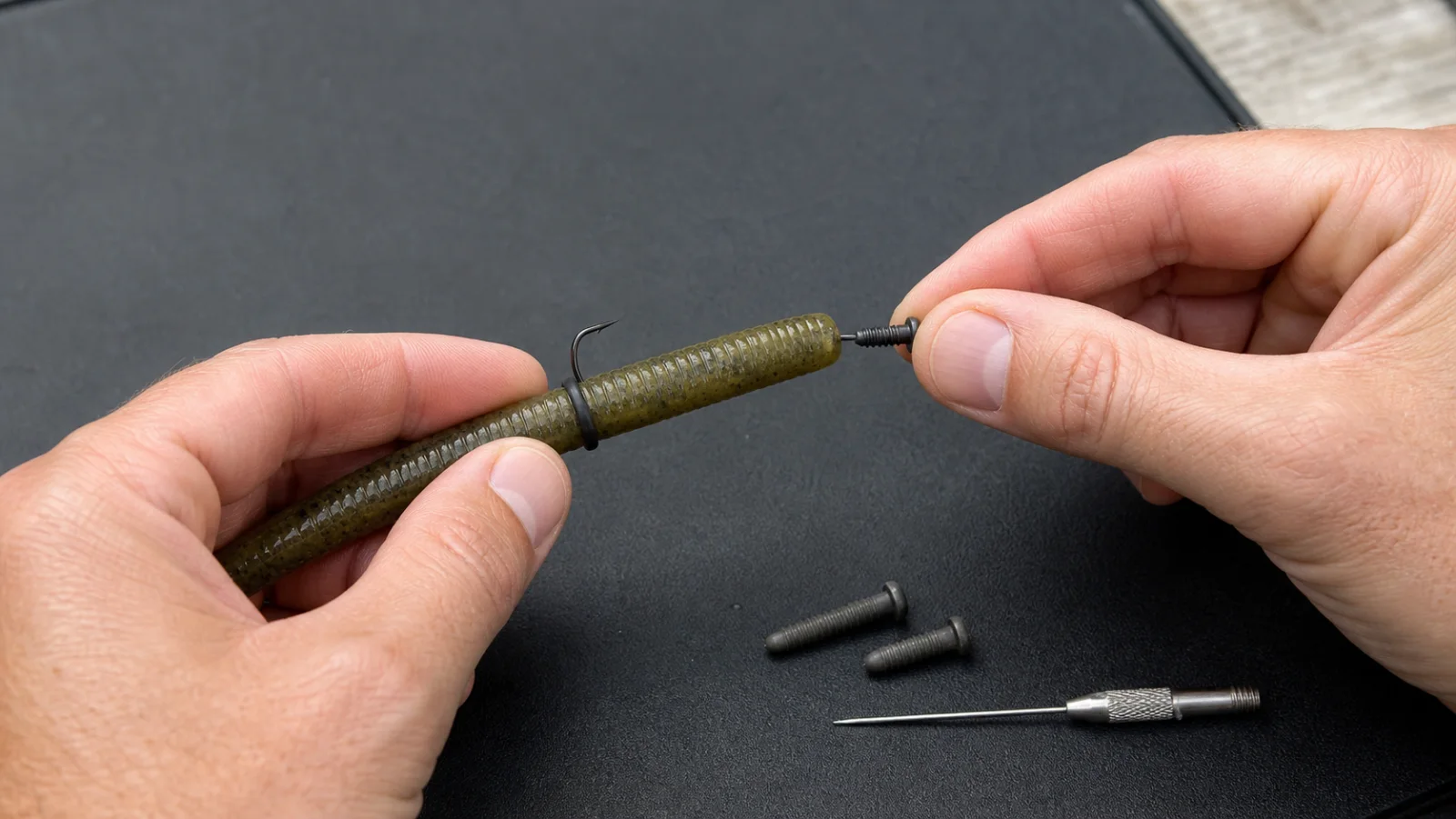 Встановлення nail sinker вздовж осі силіконової приманки